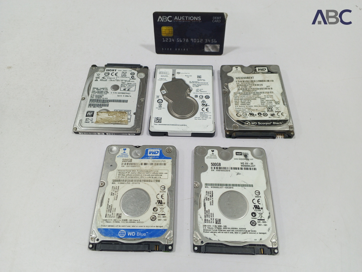 Lot of 5 Assorted Internal Hard Drives